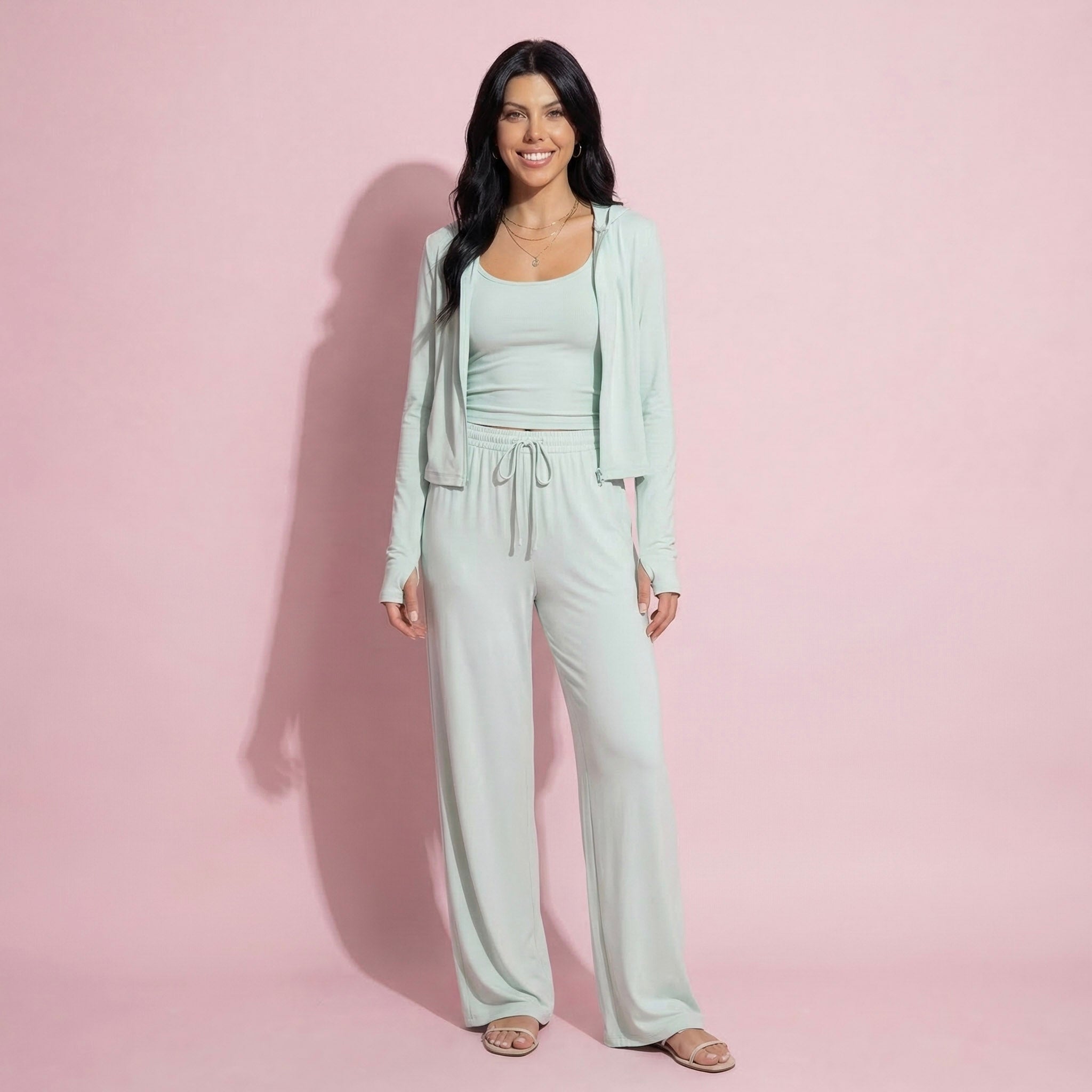 Anna-Kaci Active Women's 3-Piece Activewear Set with Sleeveless Tank Cropped Jacket and Drawstring Athletic Pants