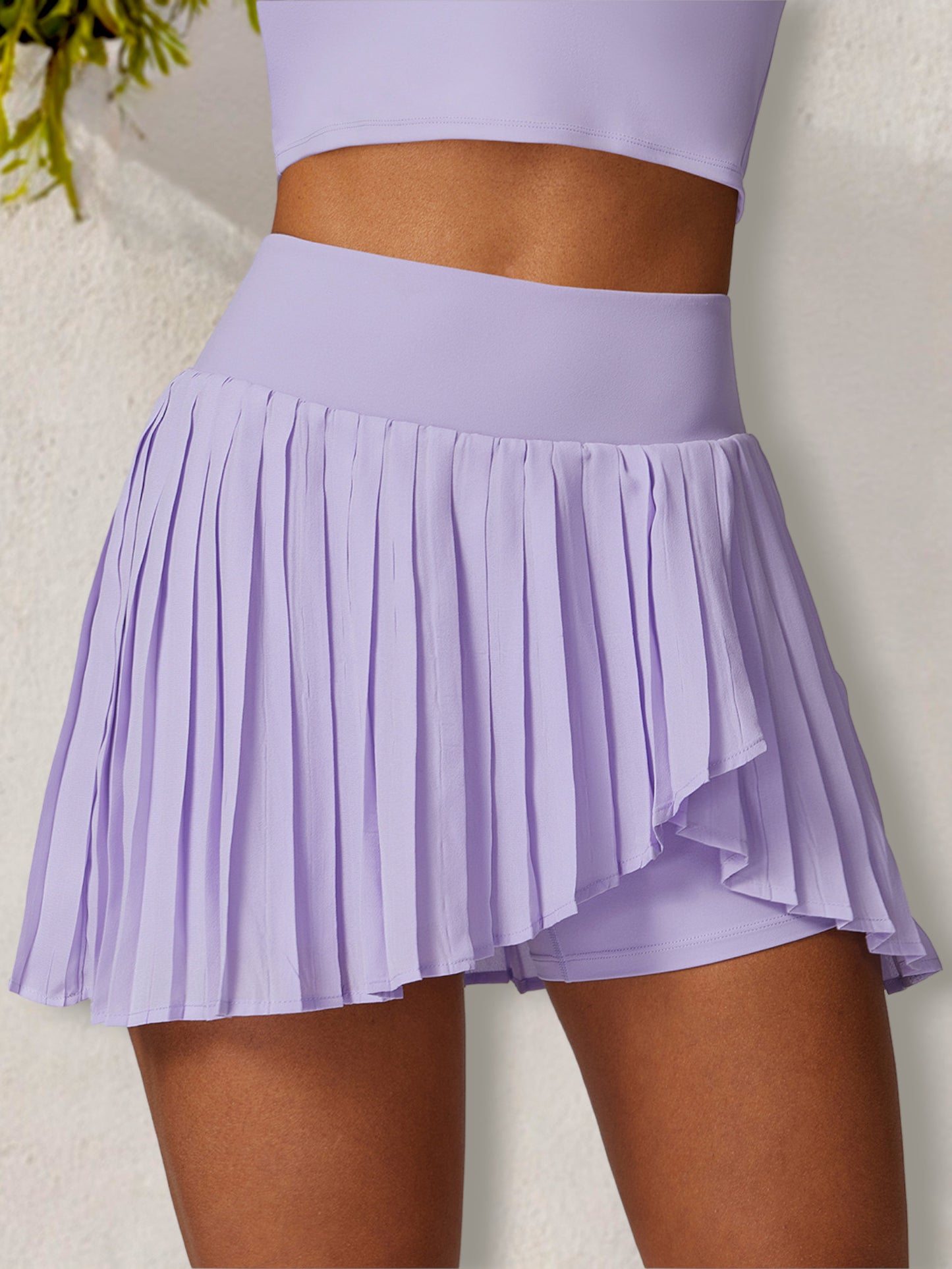 Falda pantalón deportiva plisada de cintura alta para mujer con pantalones cortos incorporados