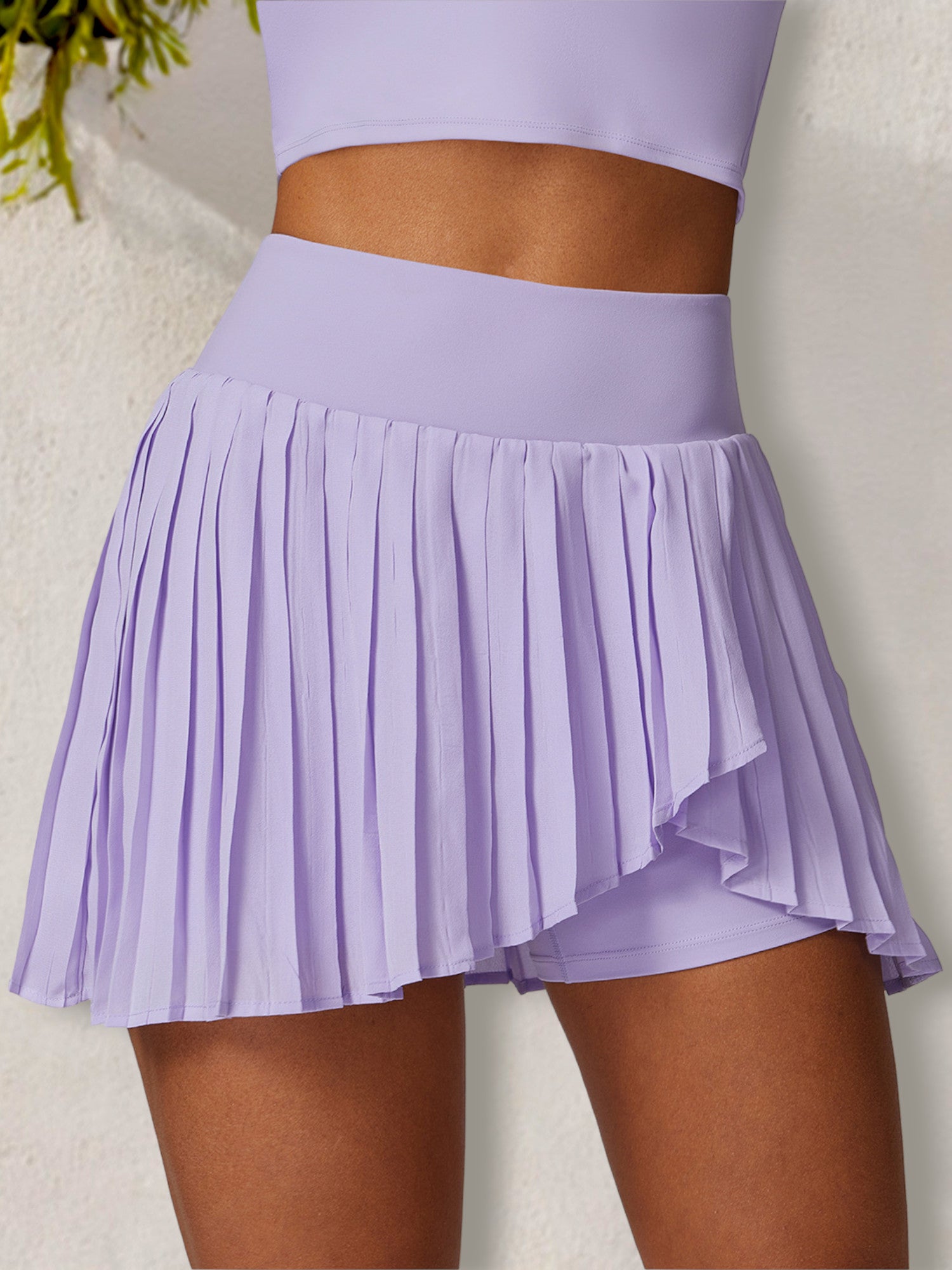 Women's Pleated High Waist Athletic Skort with Built-in Shorts