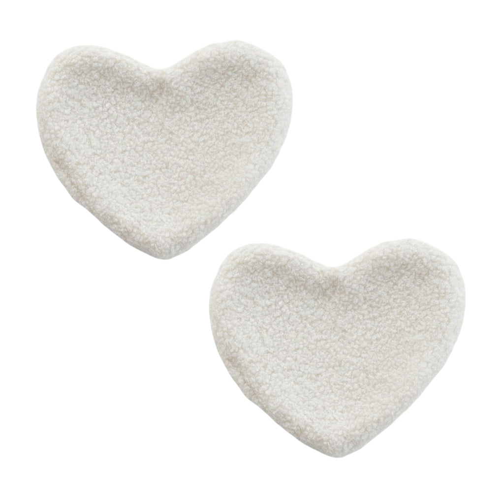 Anna-Kaci 2-PC Heart Shaped Plush Cup Coaster with Soft Textured Fabric and Padded Design