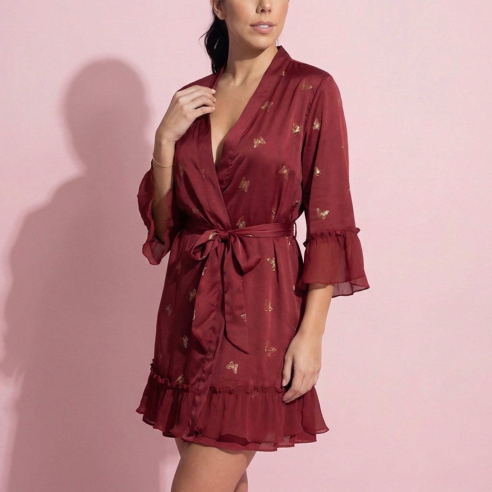 Anna-Kaci Lounge Women's Satin Bow Print Slip Dress with Spaghetti Straps and Soft Draped Neckline for a Smooth Elegant Look