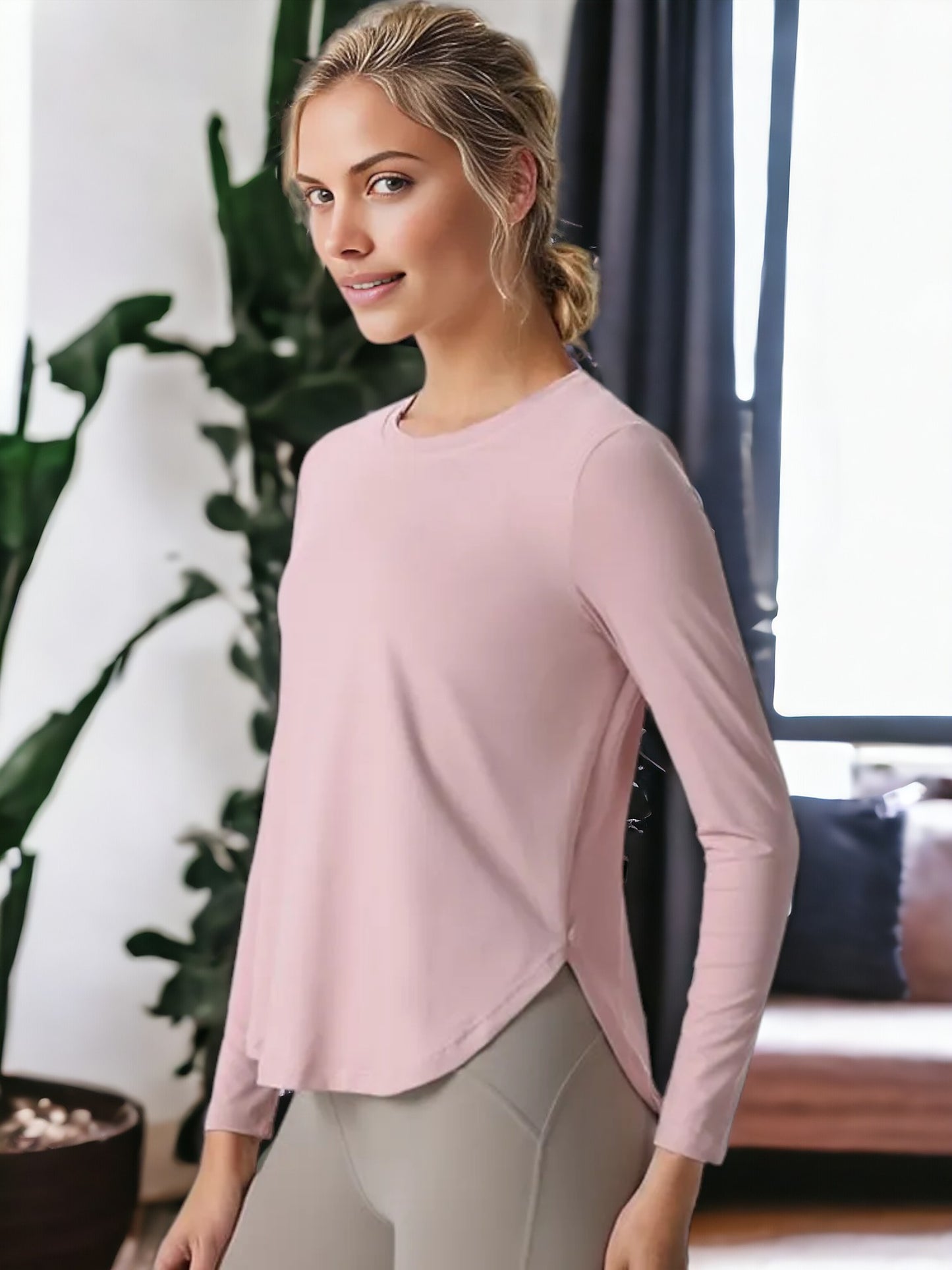 Sudadera de yoga holgada, ajustada, de manga larga y secado rápido