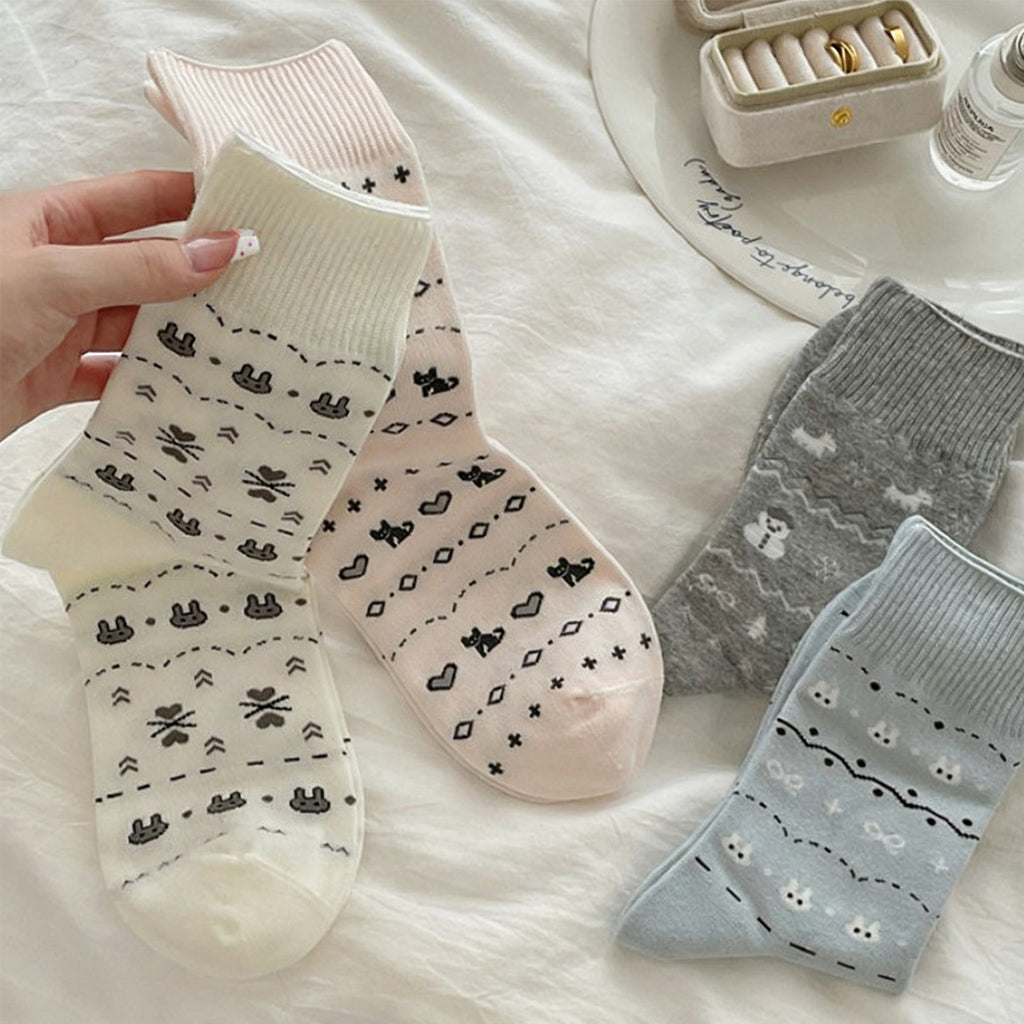 Anna-Kaci Womens Cotton Blend Crew Socks 3 Pair Pack Soft Everyday Casual Comfort
