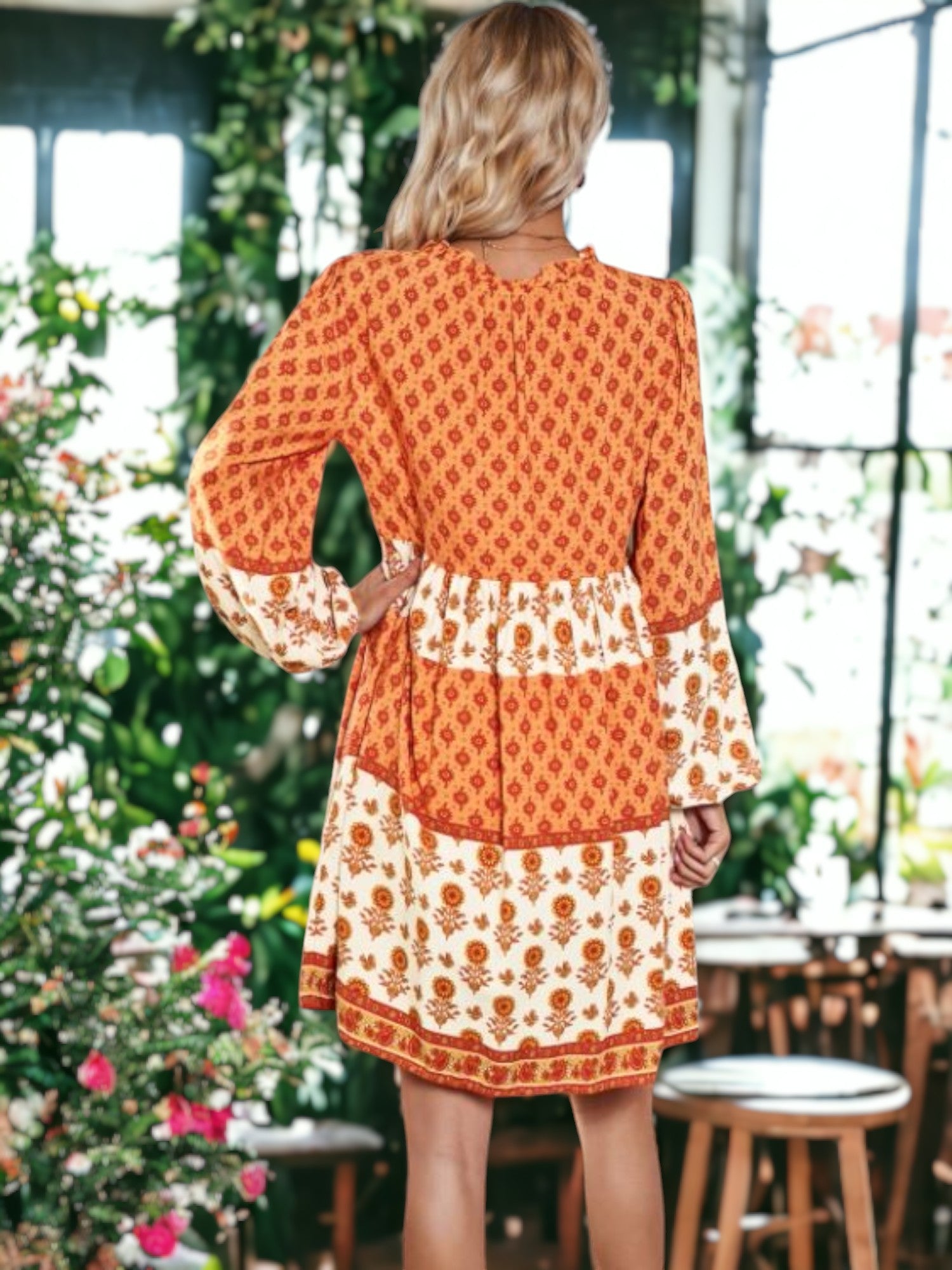 Floral Pattern Boho Summer Dress for Women Above Knee Length Anna-Kaci Floral Pattern Boho Summer Dress for Women Above Knee Length Anna-Kaci