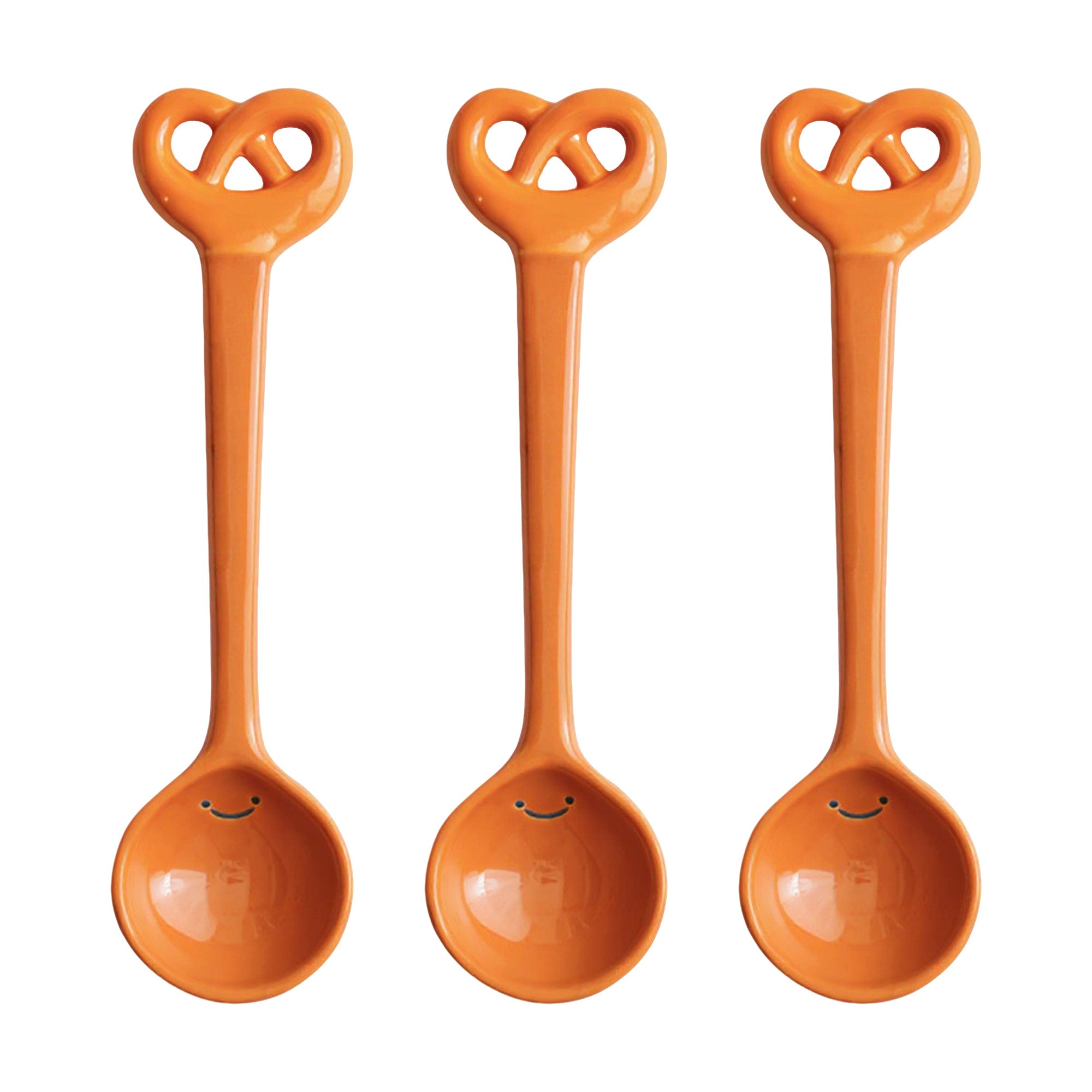Anna-Kaci Ceramic Soup Ladle Spoons with Food Handle Design 3 Piece Set