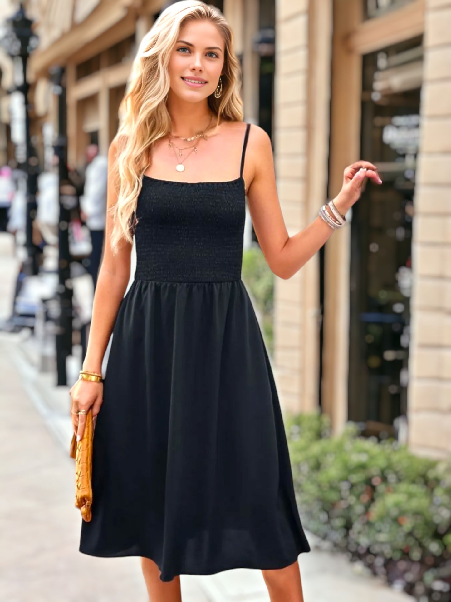 Shirred Side Pocket Dress
