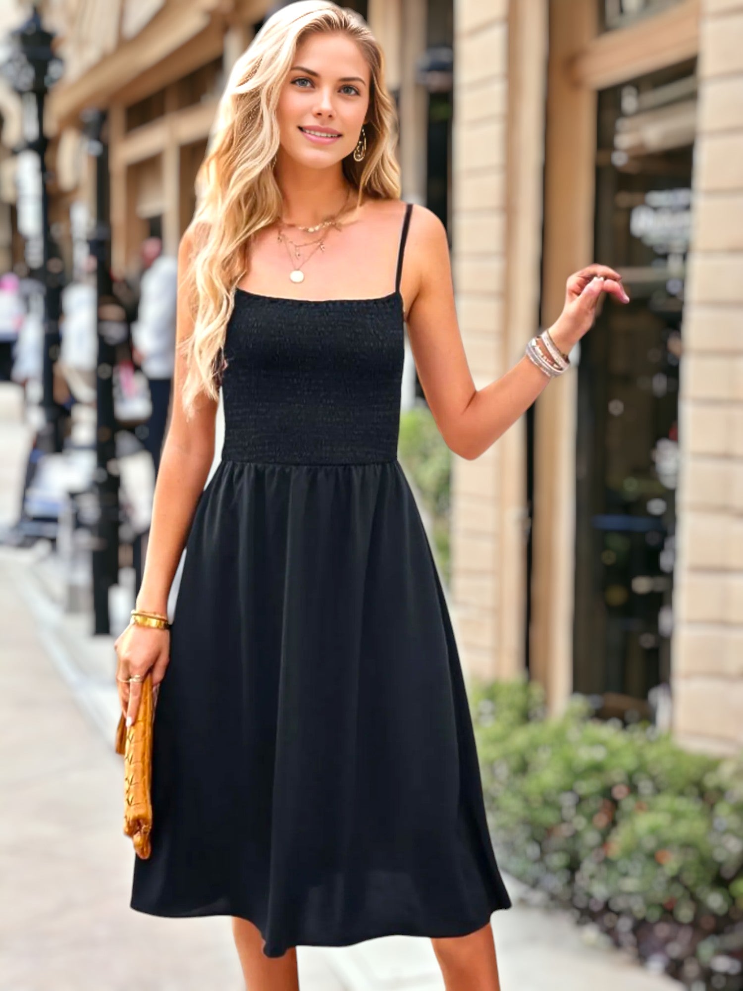 Shirred Side Pocket Dress
