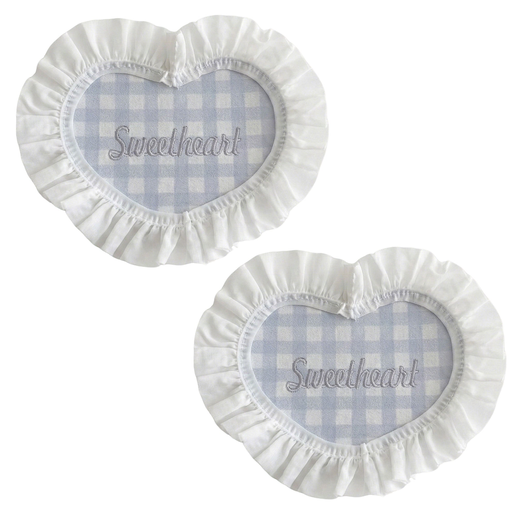 Anna-Kaci 2-PC Heart Shaped Fabric Coaster with Ruffle Trim Table Protector