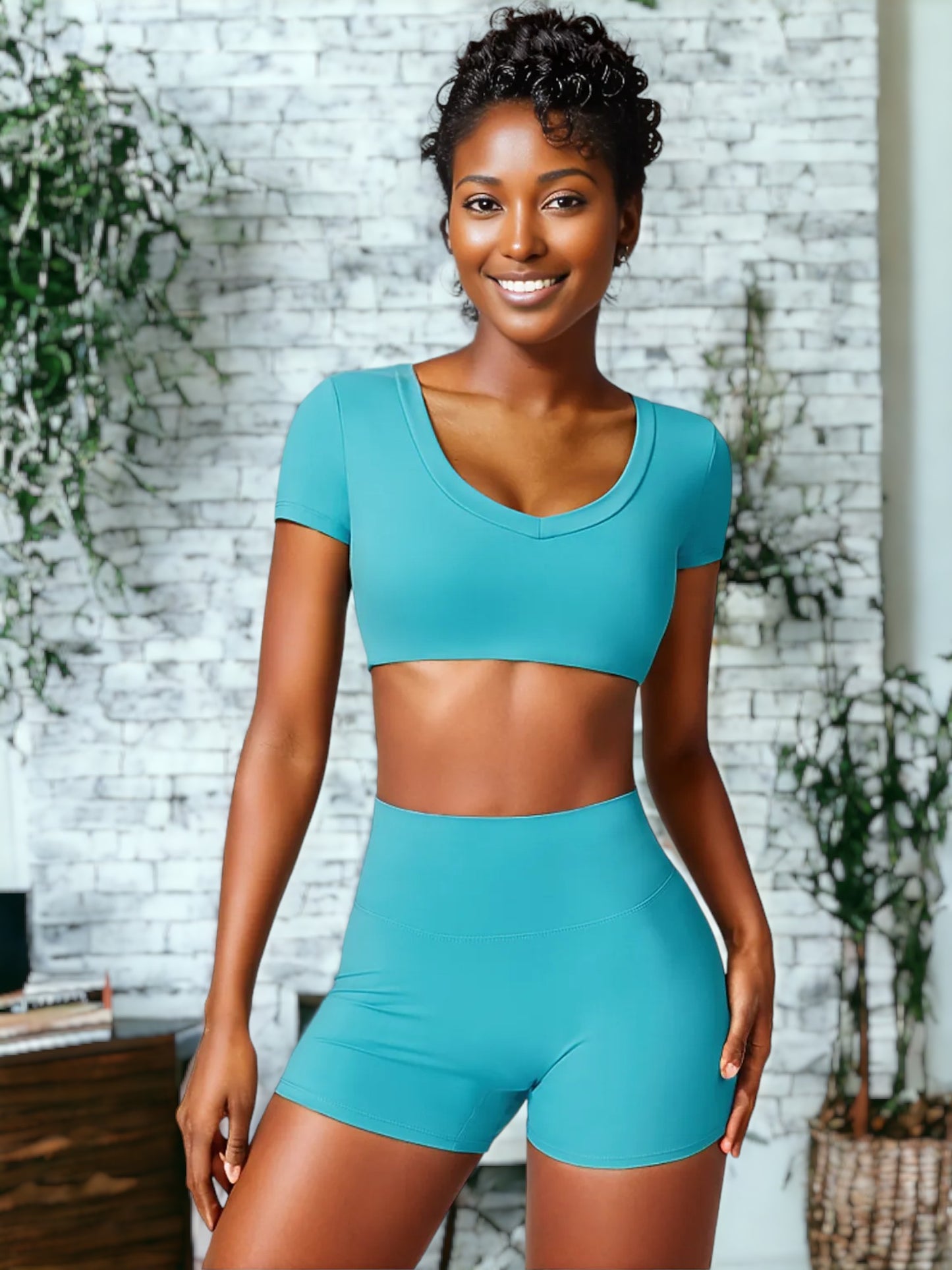 Ropa de yoga ajustada de manga corta