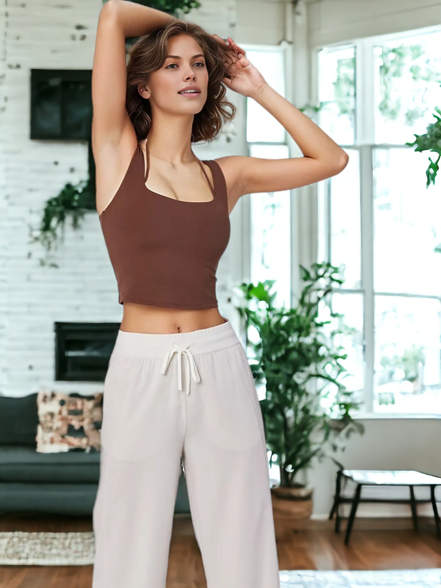 Sujetador deportivo de yoga de dos piezas con cuello halter