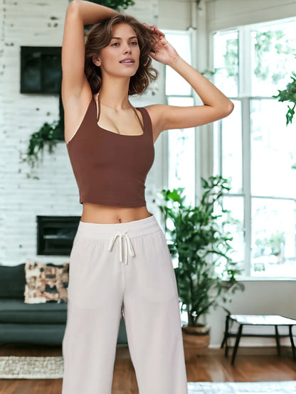 Sujetador deportivo de yoga de dos piezas con cuello halter