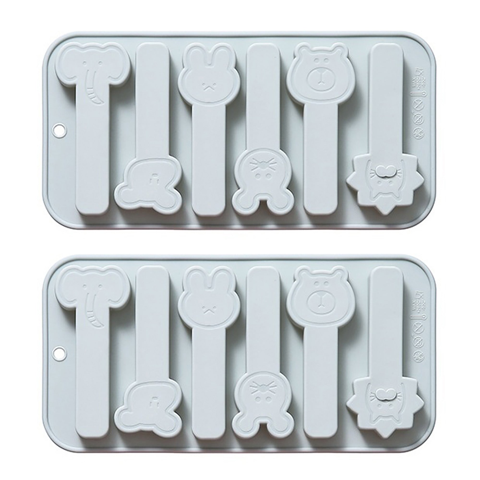Anna-Kaci 2-Piece Animal Popsicle Silicone Baking Mold Set Nonstick Flexible Ice Pop Dessert Mold