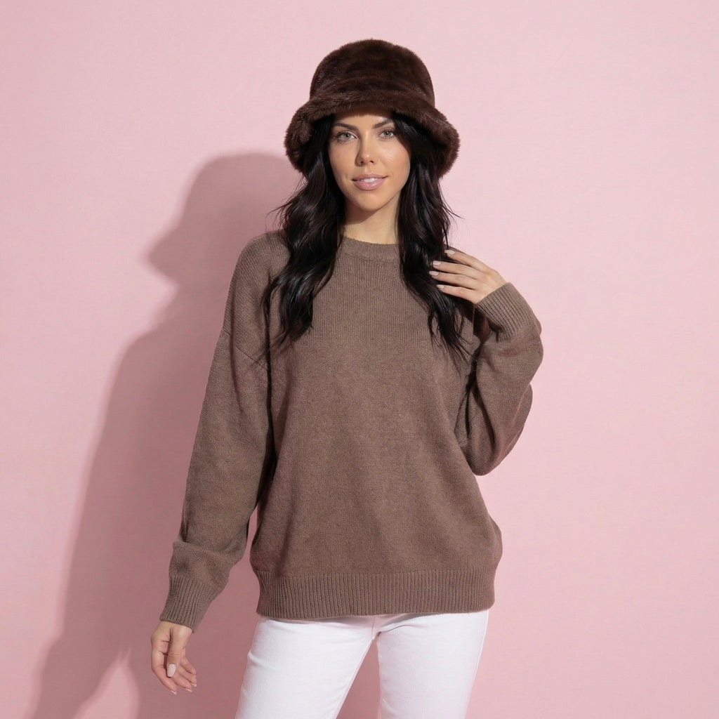 Anna-Kaci Women's Plush Furry Bucket Hat with Soft Cozy Lining