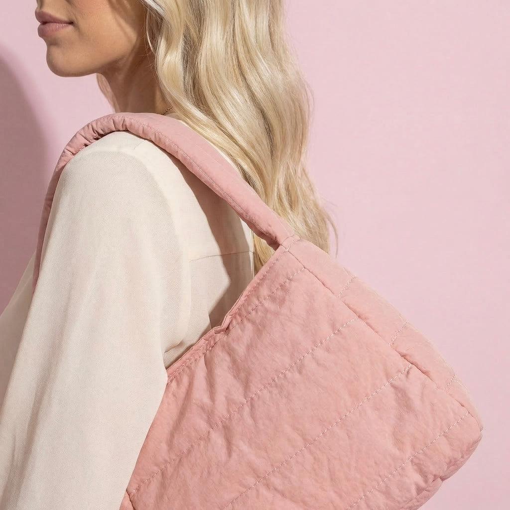 Women's Quilted Mini Handbag - Compact Puffy Top-Handle Bag for Casual Daily & Stylish Outings