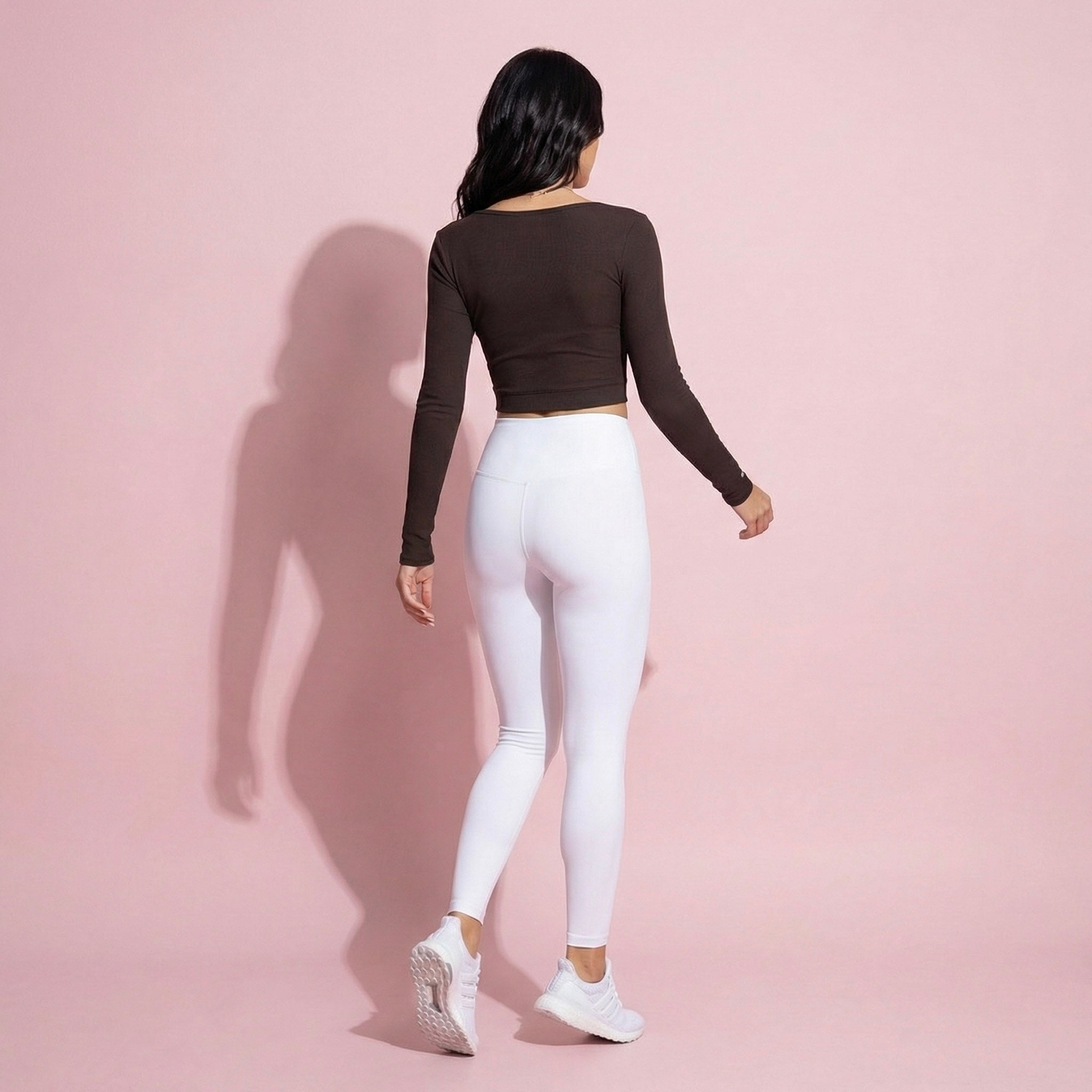 Cropped Button-Up Ribbed Long Sleeve Top with Scoop Neckline