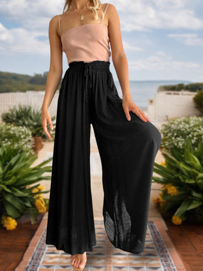 Anna-Kaci Women's High Waist Wide Leg Pants with Drawstring Waist