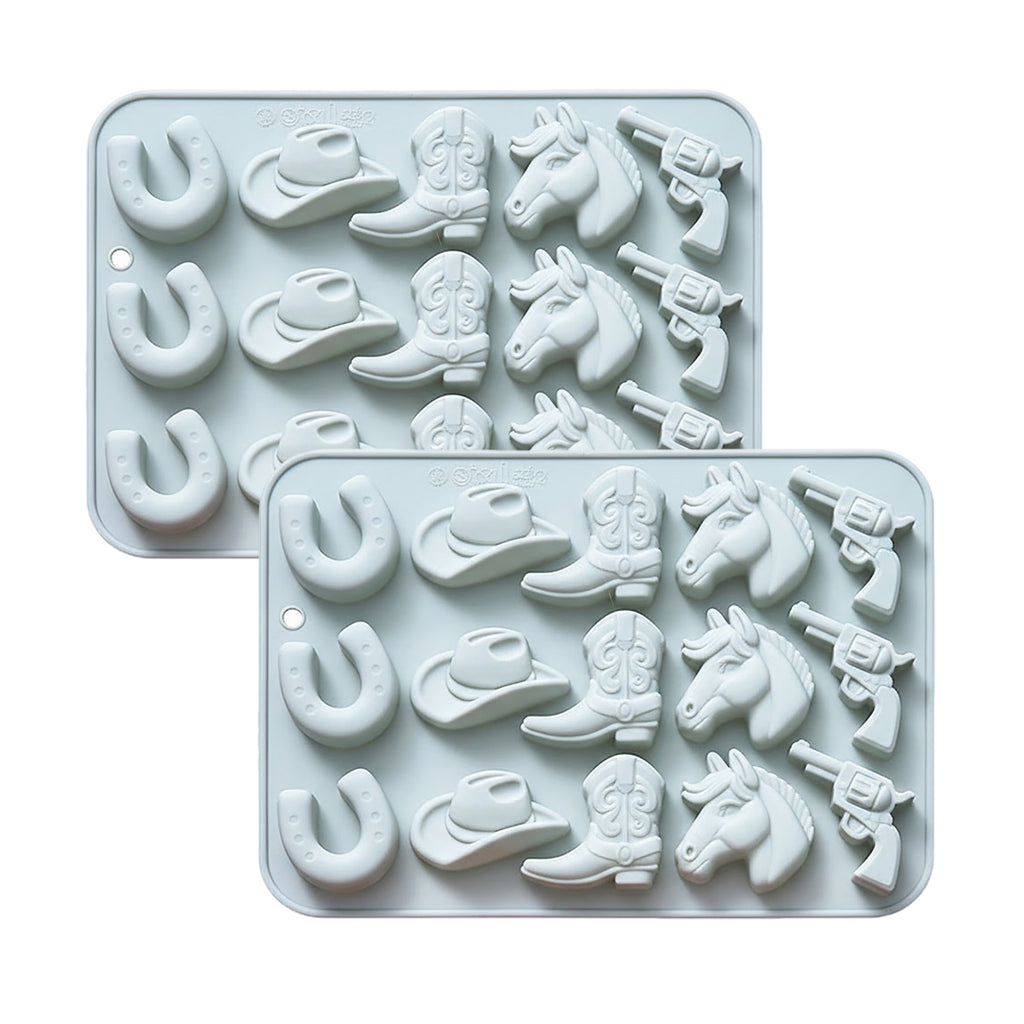 Anna-Kaci 2-Piece Western Silicone Baking Mold Set Nonstick Flexible Chocolate Candy Dessert Mold