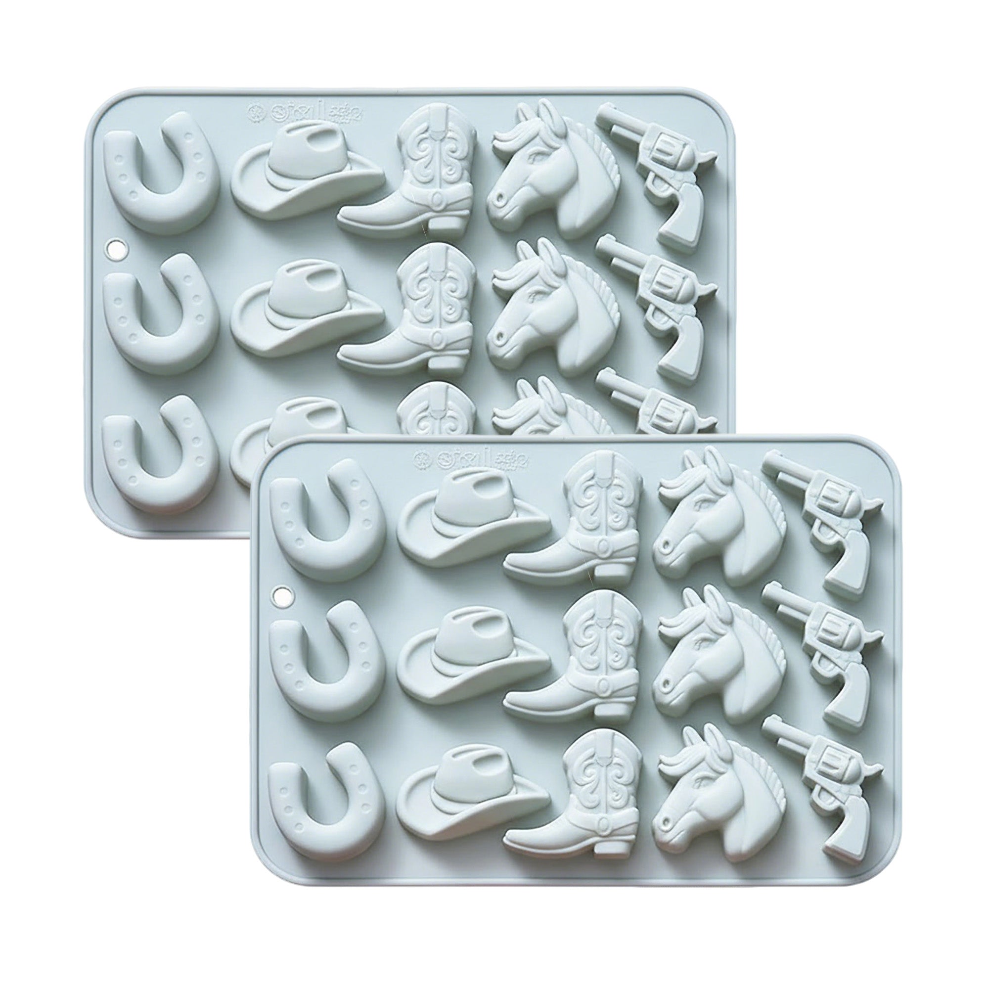 Anna-Kaci 2-Piece Western Silicone Baking Mold Set Nonstick Flexible Chocolate Candy Dessert Mold