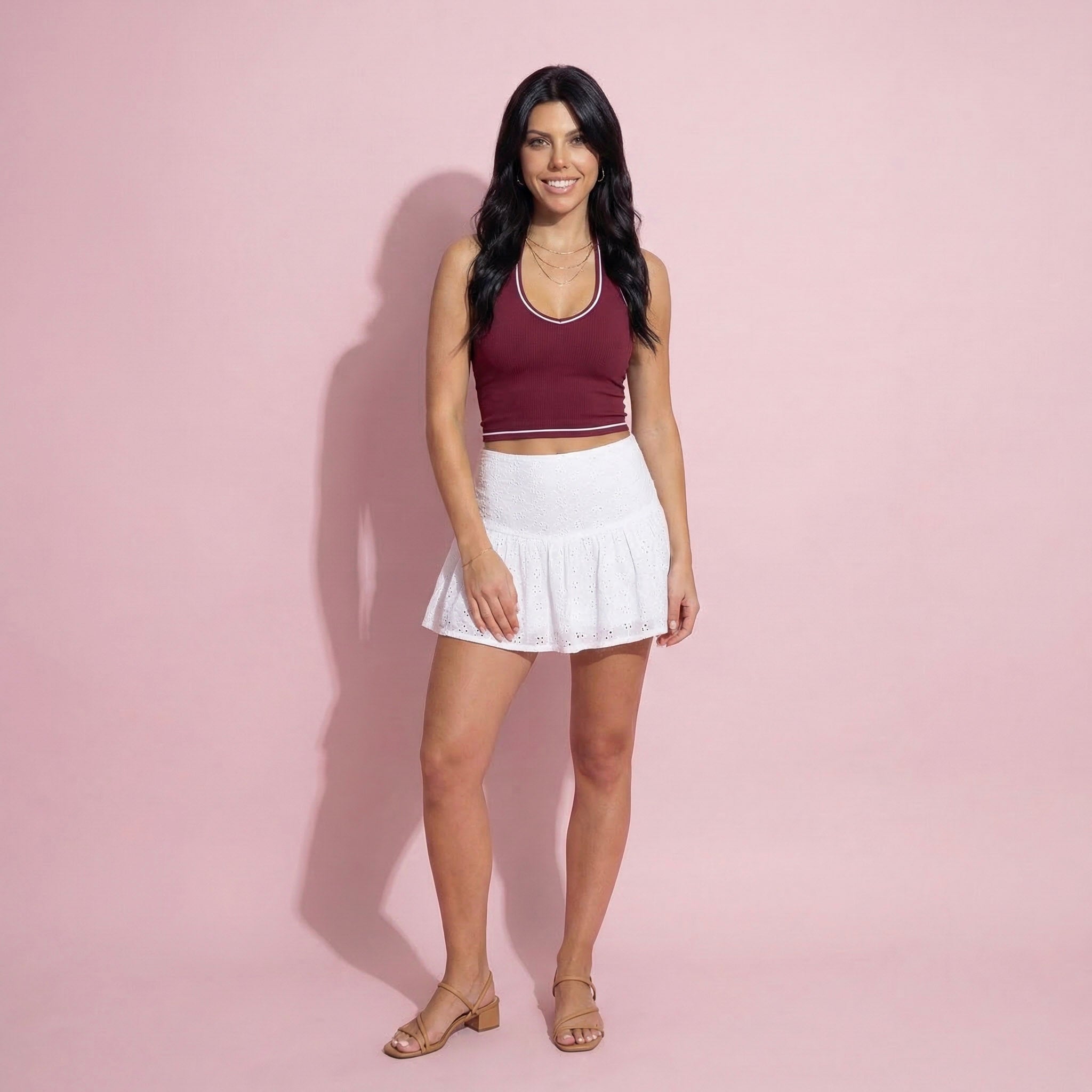 Anna-Kaci Active Women's Sleeveless Fitted Active Tank with Scoop Neck Contrast Trim and Smooth Stretch Fabric