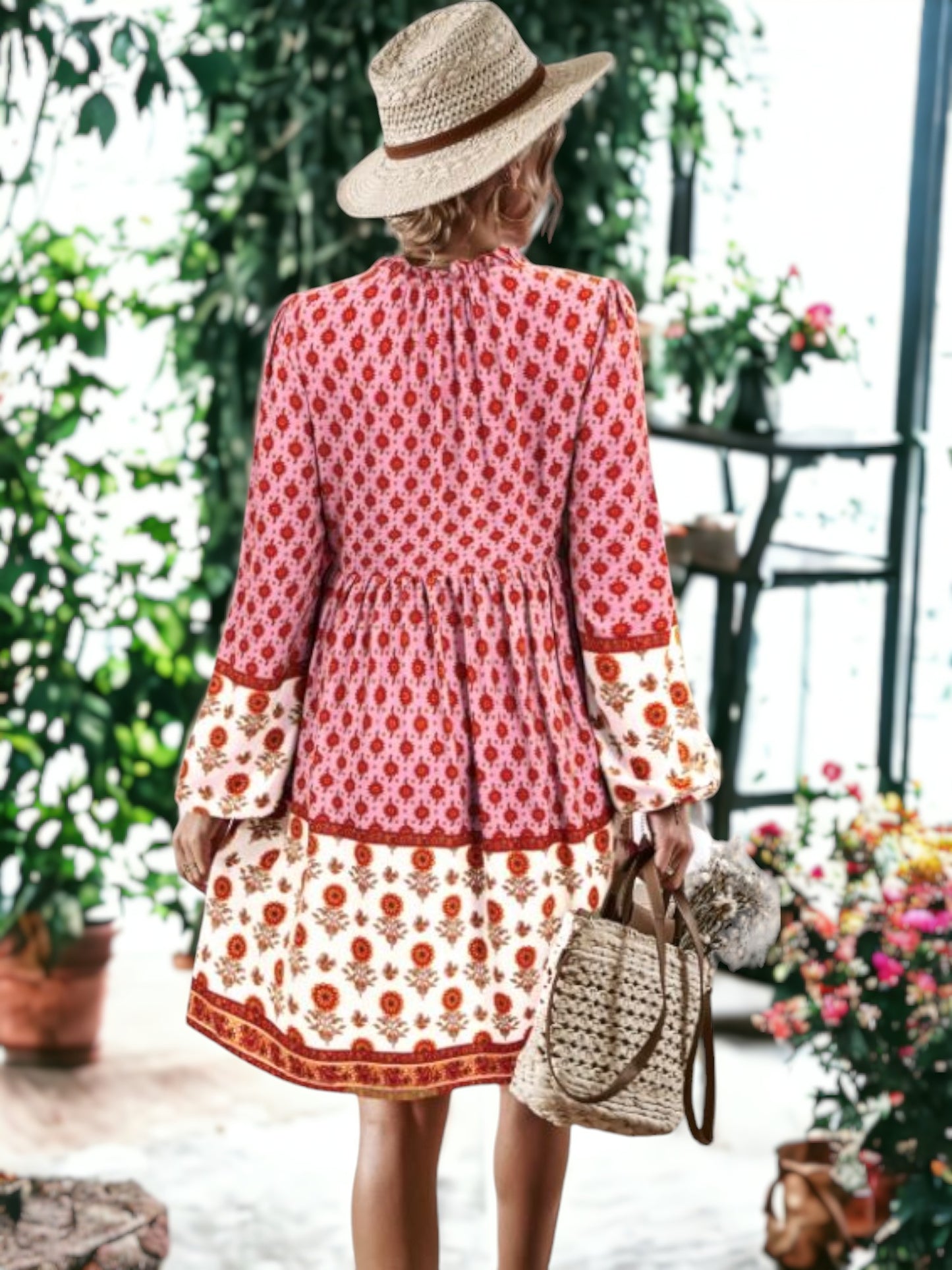 Floral Pattern Boho Dress