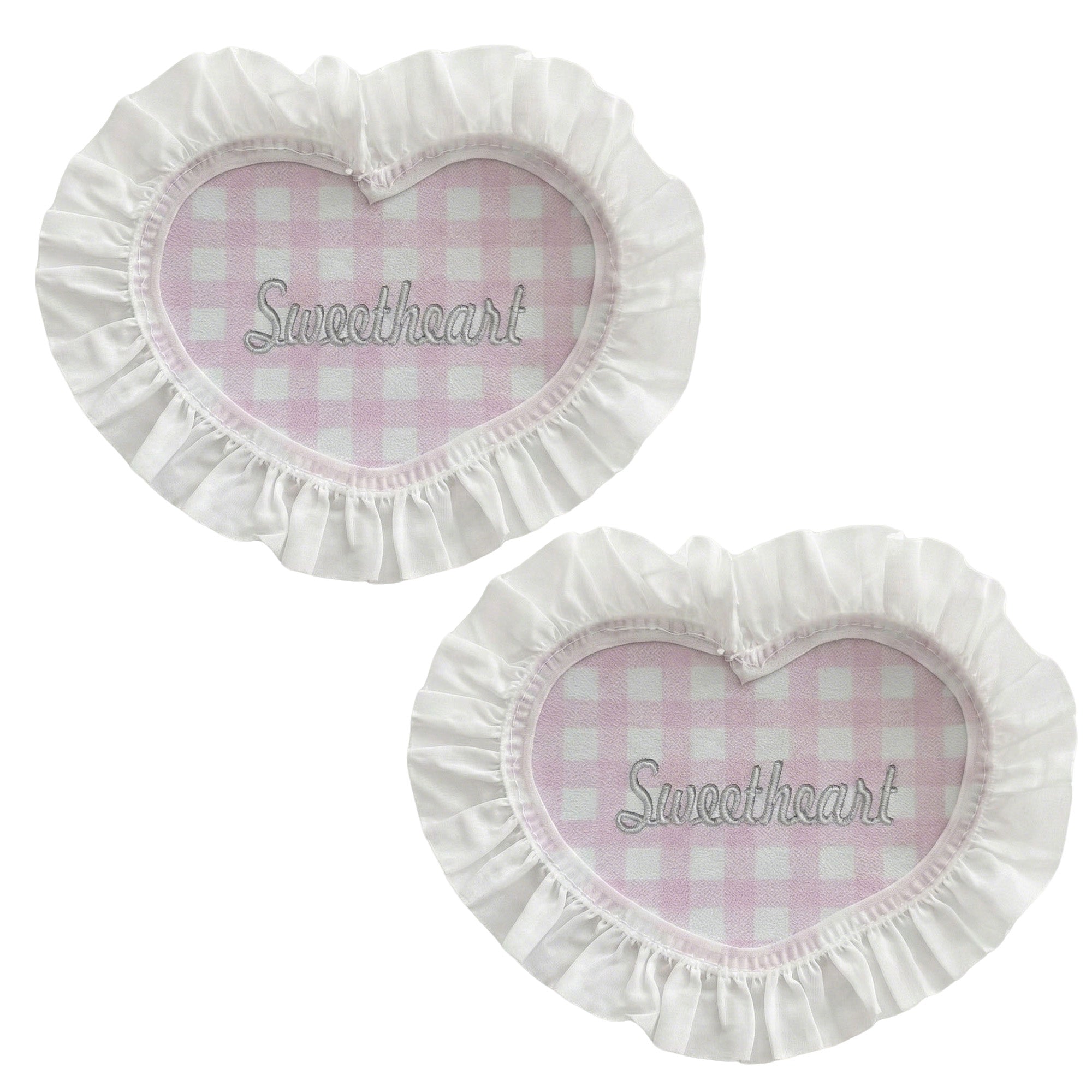 Anna-Kaci 2-PC Heart Shaped Fabric Coaster with Ruffle Trim Table Protector