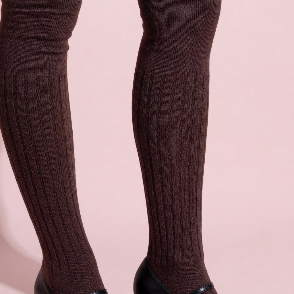 Anna-Kaci Women's Knee High Ribbed Socks Soft Stretch Knit Slouchy Style Comfortable Single Pair Fashion Sock