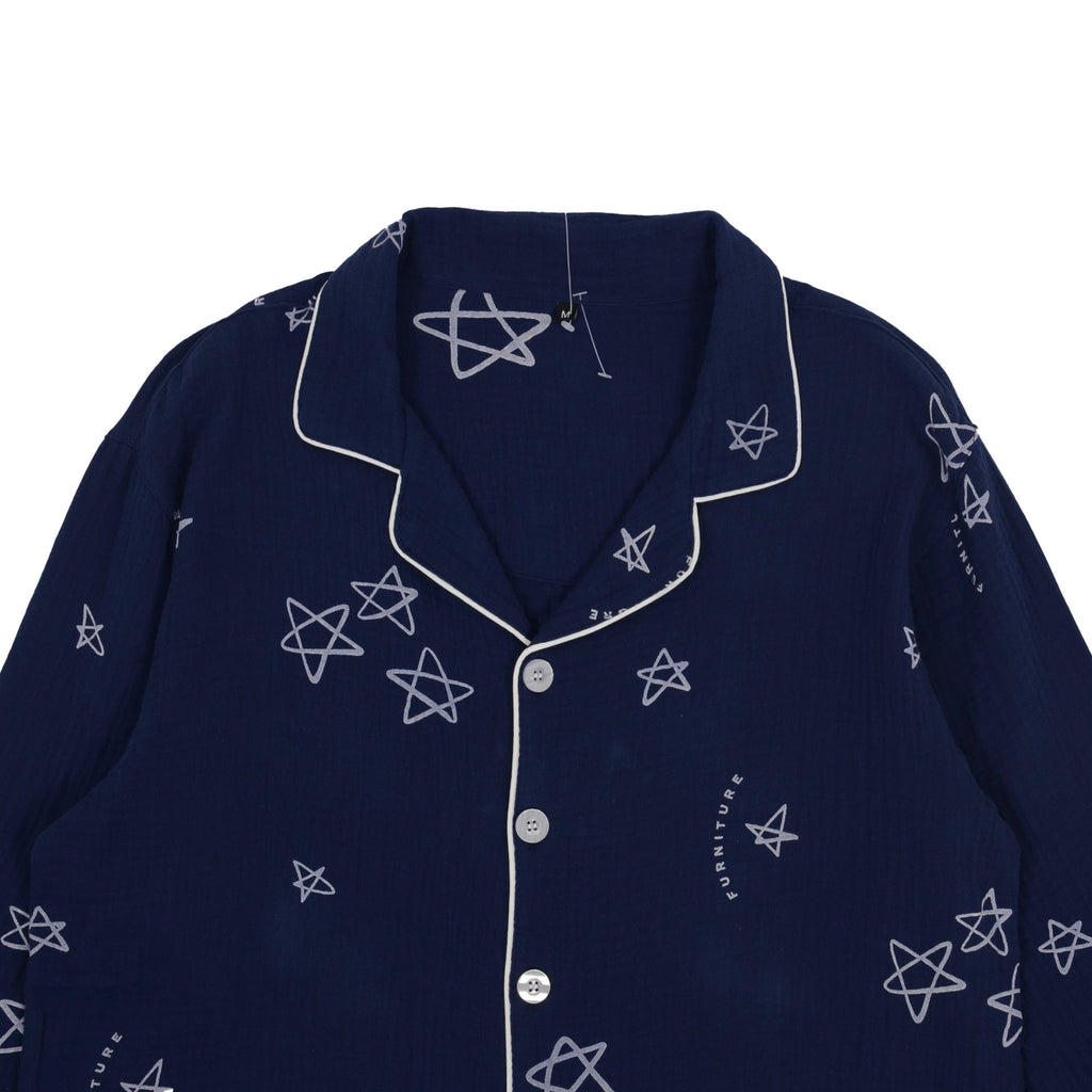 Anna-Kaci Lounge Women's Long Sleeve Button-Up Pajama Set with Notched Collar and Star Print Design