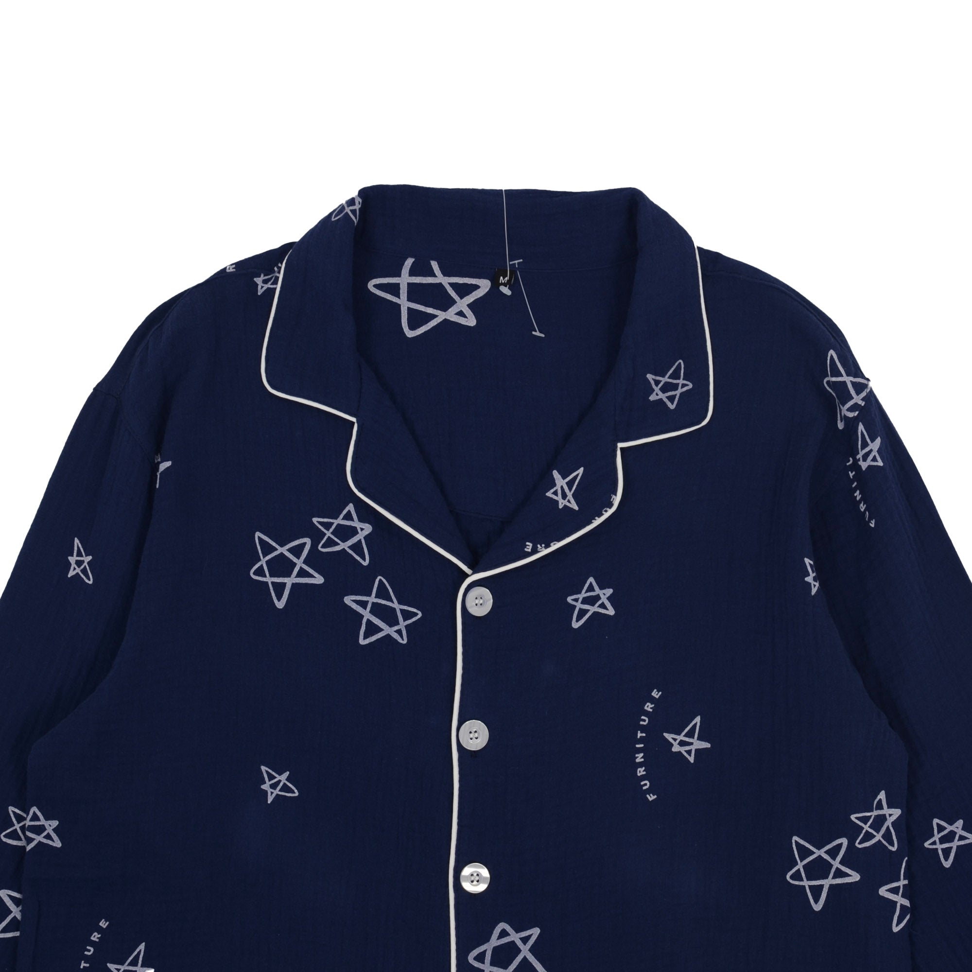 Anna-Kaci Lounge Women's Long Sleeve Button-Up Pajama Set with Notched Collar and Star Print Design
