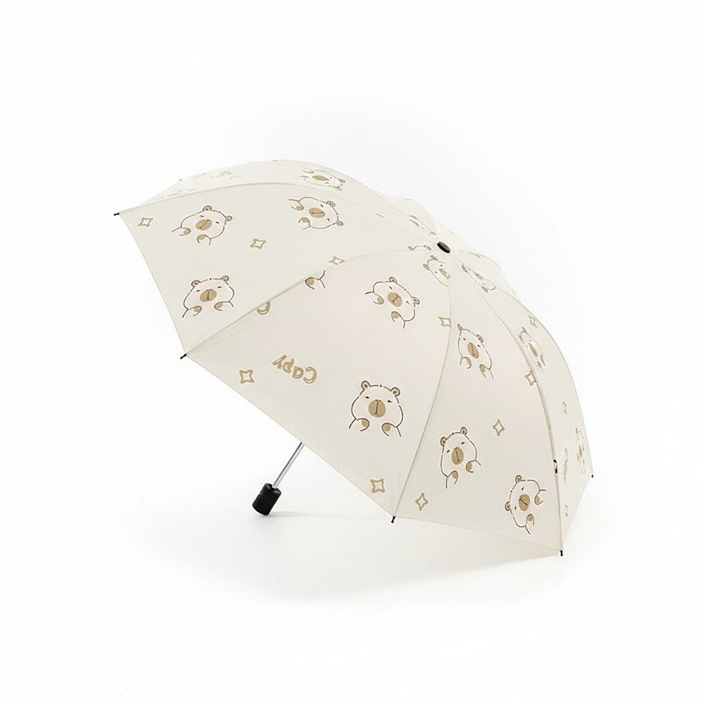 Anna-Kaci Bear Print Compact Folding Umbrella with Automatic Open and Matching Storage Sleeve
