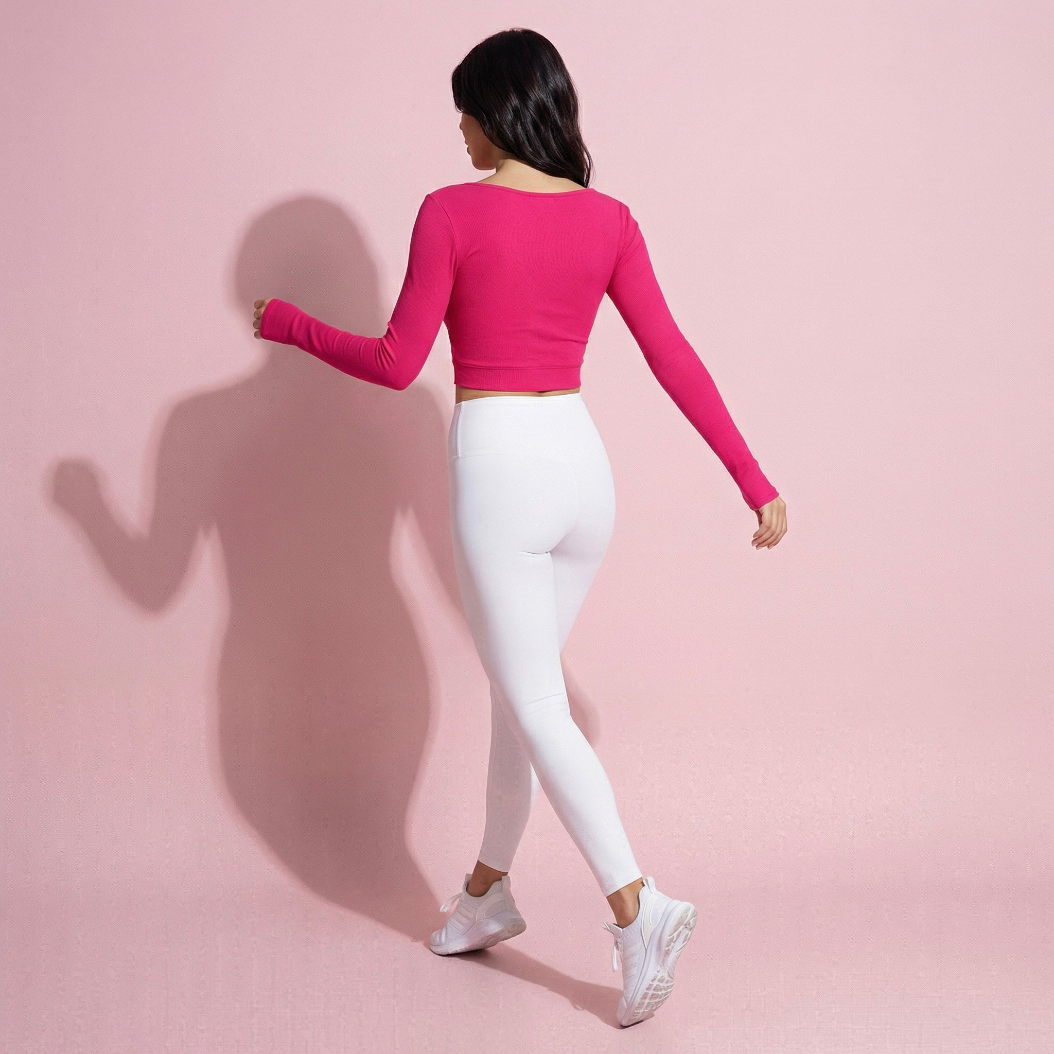 Cropped Button-Up Ribbed Long Sleeve Top with Scoop Neckline