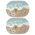 Anna-Kaci Beach Inspired Tufted Bathroom Bath Mats Set with Seashell Starfish Pattern Soft Plush Texture 2 Piece Set