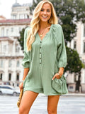 Textured Drawstring Pocket Romper
