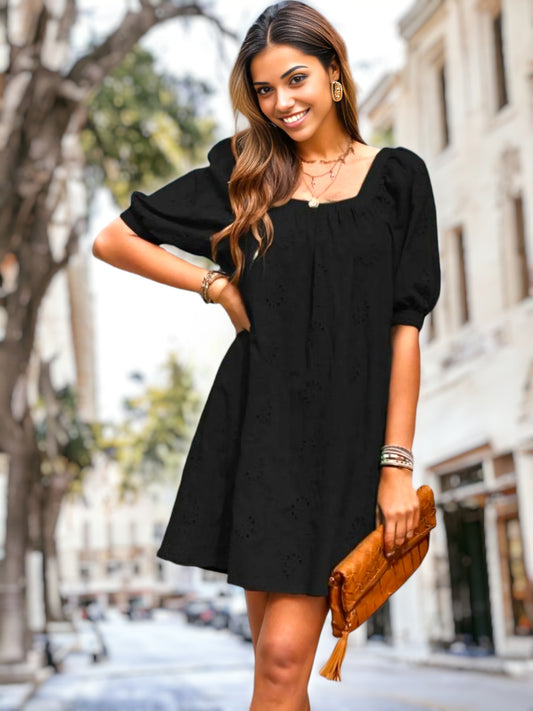 Square Neck Eyelet Dress