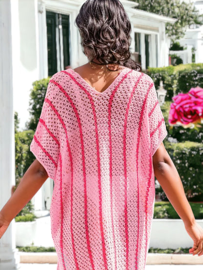 Knitted Bikini Stripe Dolman Beach Cover Up