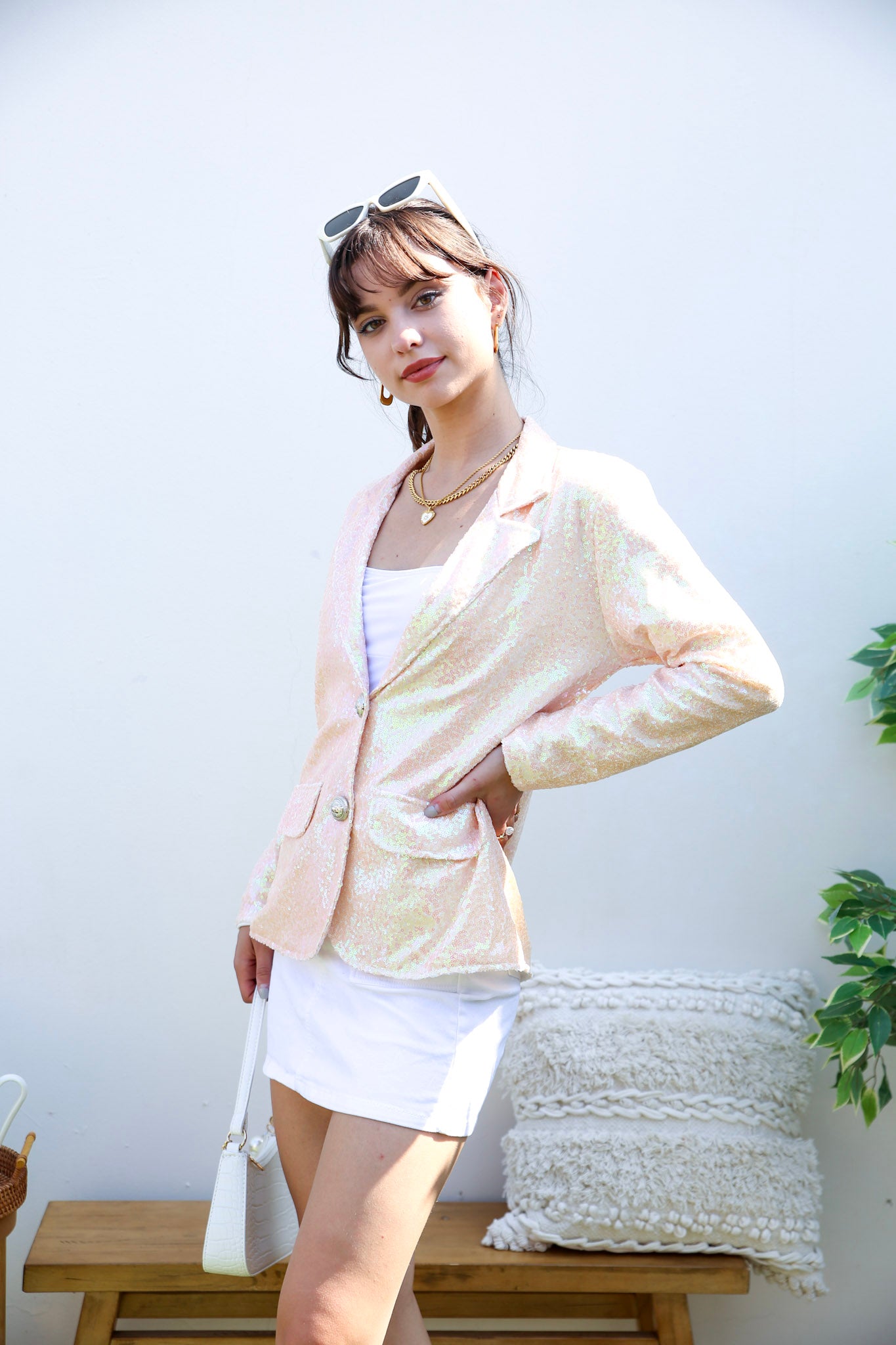 Chaqueta tipo blazer con lentejuelas brillantes