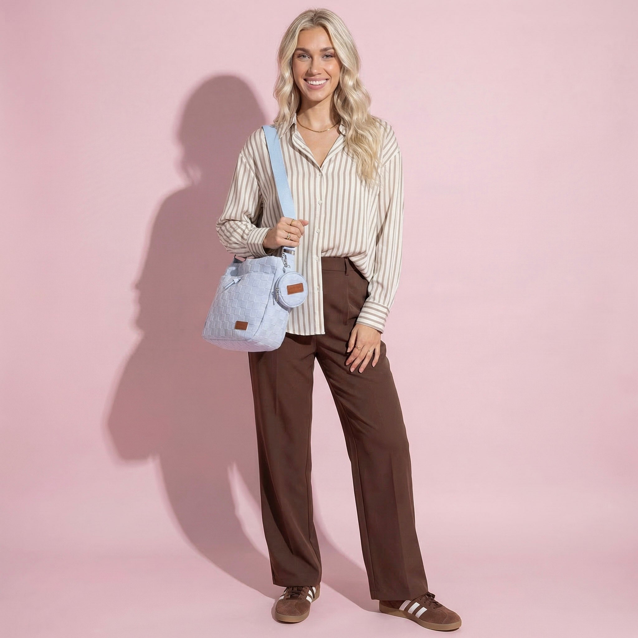 Anna-Kaci Women's Woven Canvas Crossbody Bag - Adjustable Strap 3-in-1 (Shoulder/Handheld) Bag