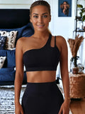 Oblique One-Shoulder Compression Yoga Bra