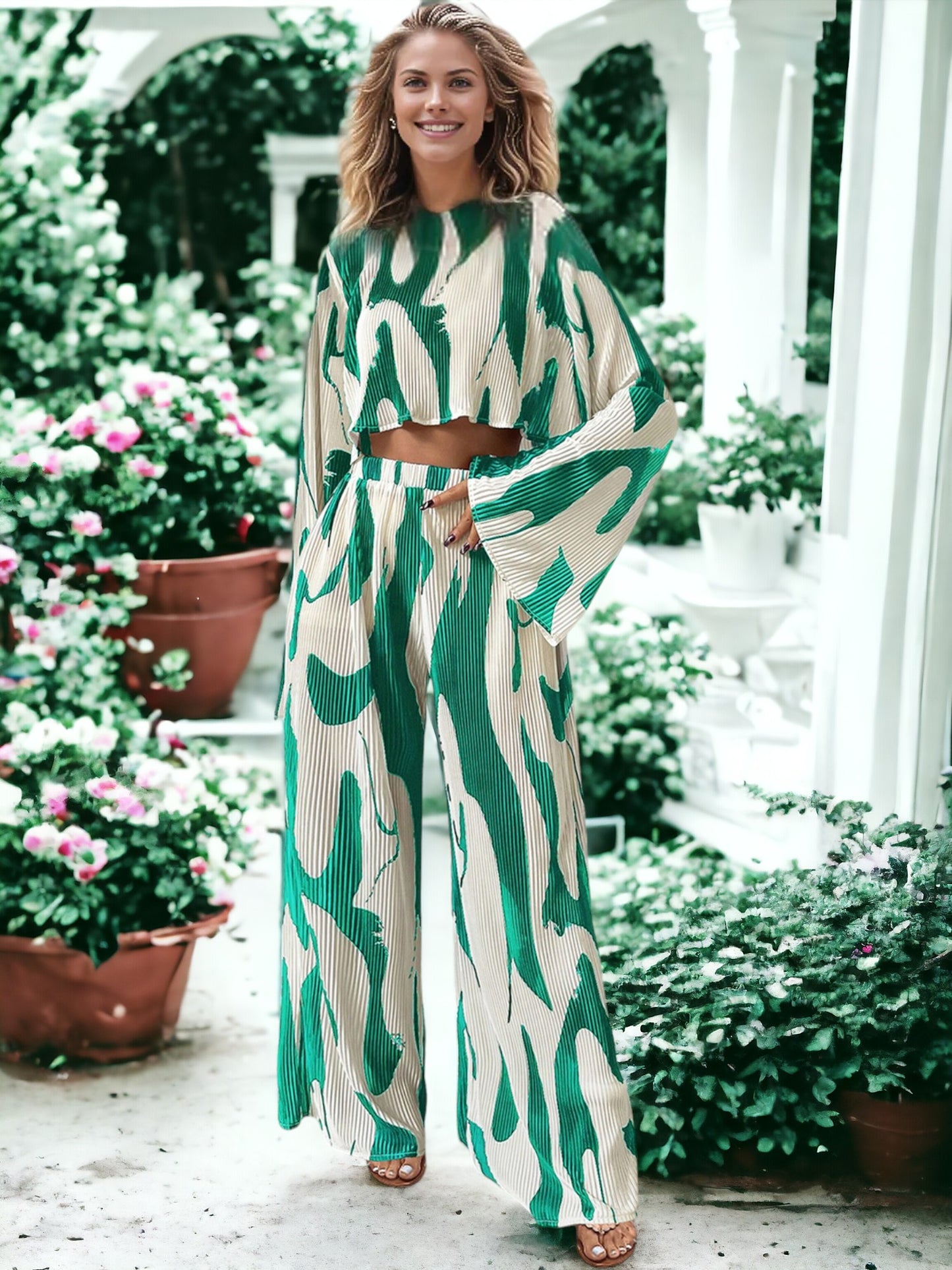 Casual Printed Two-Piece Set Outfit
