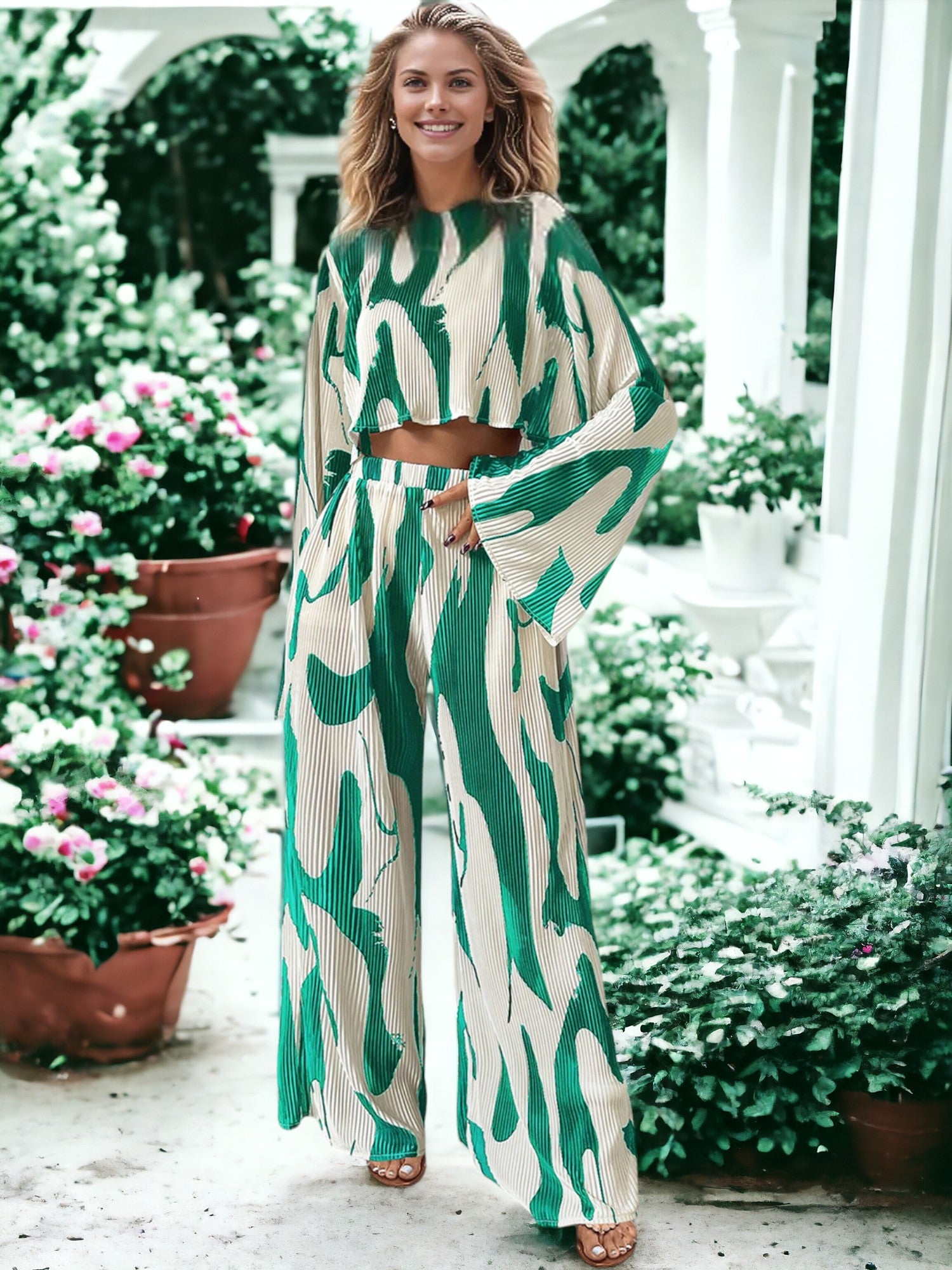 Conjunto informal de dos piezas con estampado