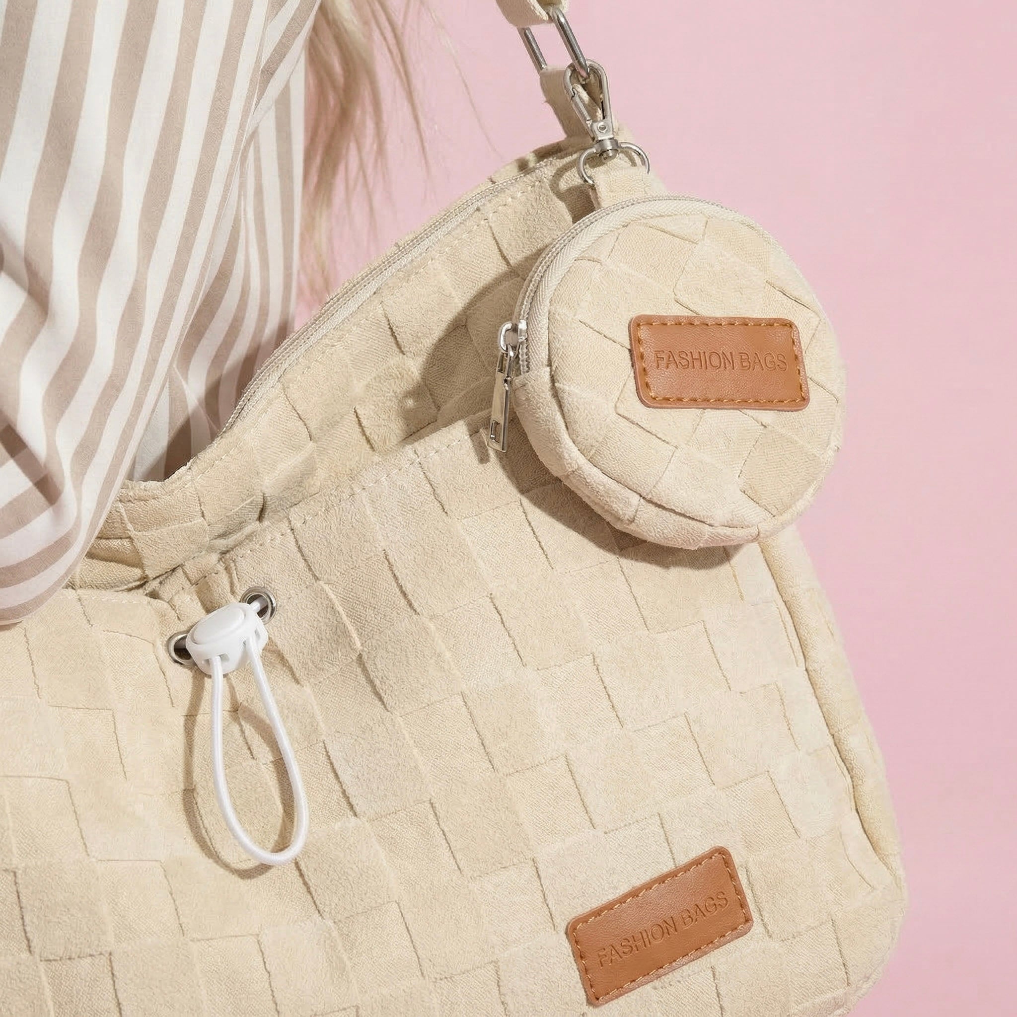 Anna-Kaci Women's Woven Canvas Crossbody Bag - Adjustable Strap 3-in-1 (Shoulder/Handheld) Bag