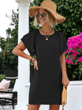 Vestido mini con cuello redondo y mangas abullonadas