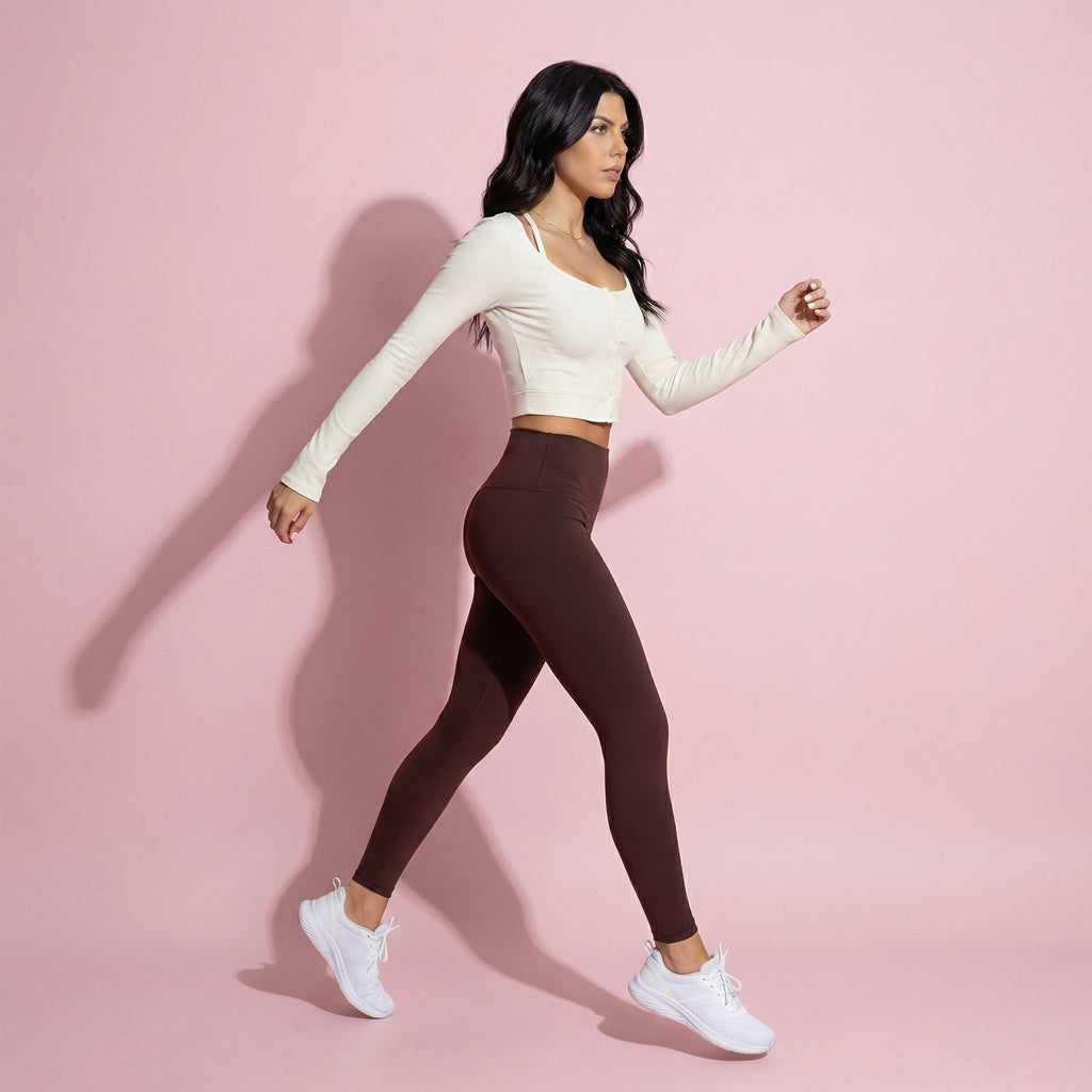 Cropped Button-Up Ribbed Long Sleeve Top with Scoop Neckline