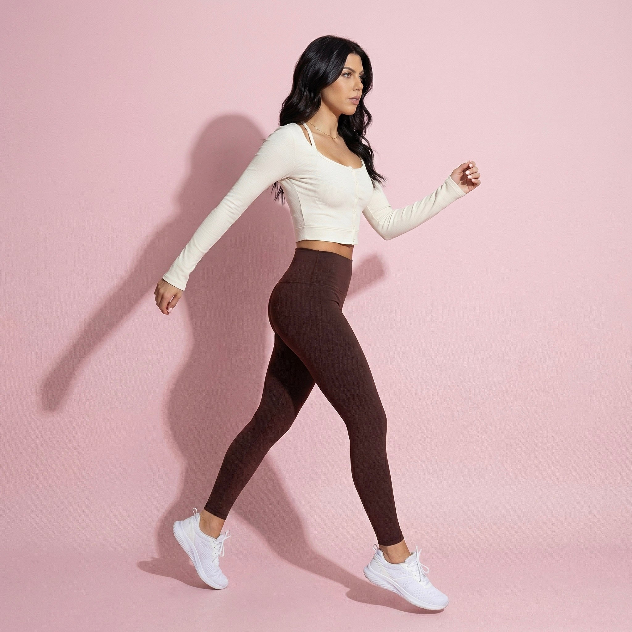 Cropped Button-Up Ribbed Long Sleeve Top with Scoop Neckline