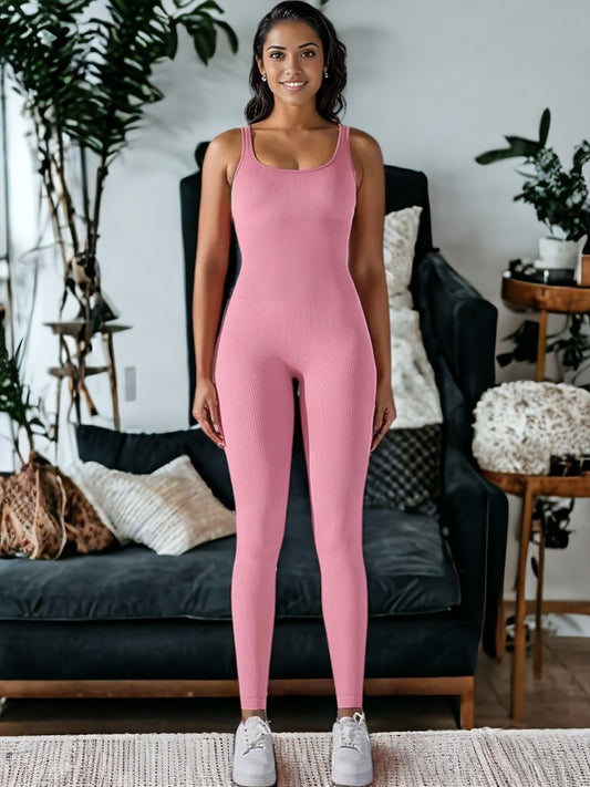 Mono deportivo de yoga de una pieza con cuello ajustado