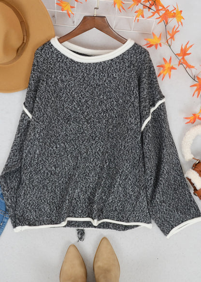Contrast Stitching Relaxed Knit Sweater