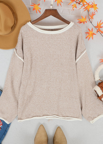 Contrast Stitching Relaxed Knit Sweater