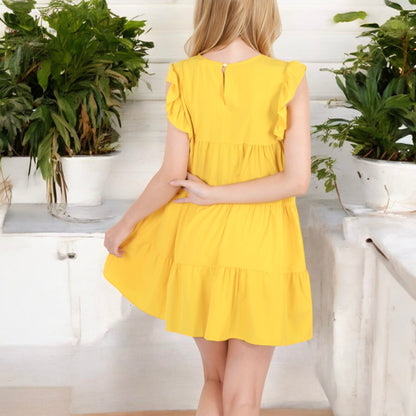 Anna-Kaci Women's Sleeveless Ruffle Trim Tiered Babydoll Dress with Flowy Fit for Casual Summer and Beach Wear