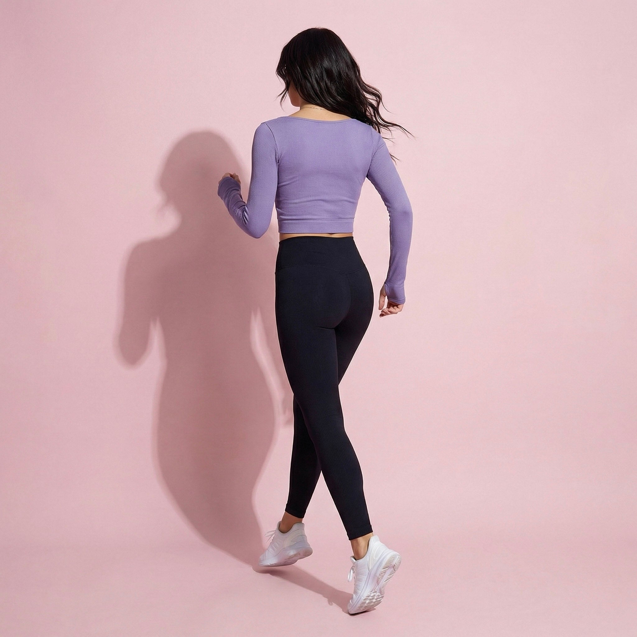 Cropped Button-Up Ribbed Long Sleeve Top with Scoop Neckline