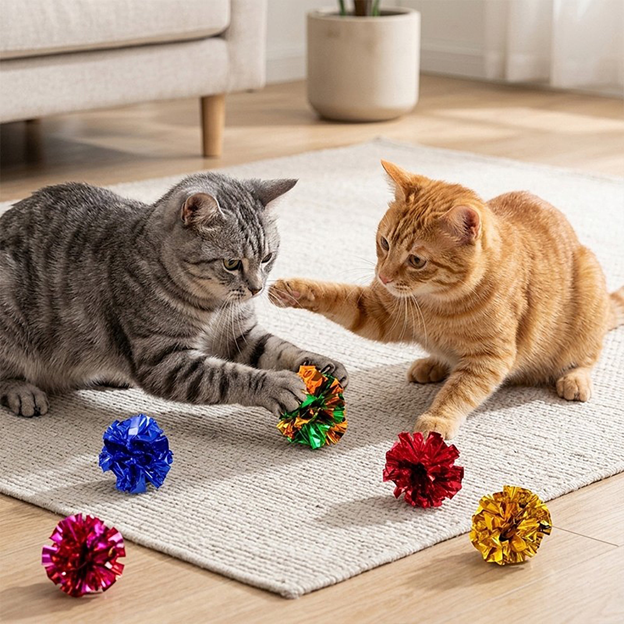 Anna-Kaci Crinkle Cat Toy Balls 12 Pack Interactive Foil Cat Toys Lightweight Indoor Cat Play Balls