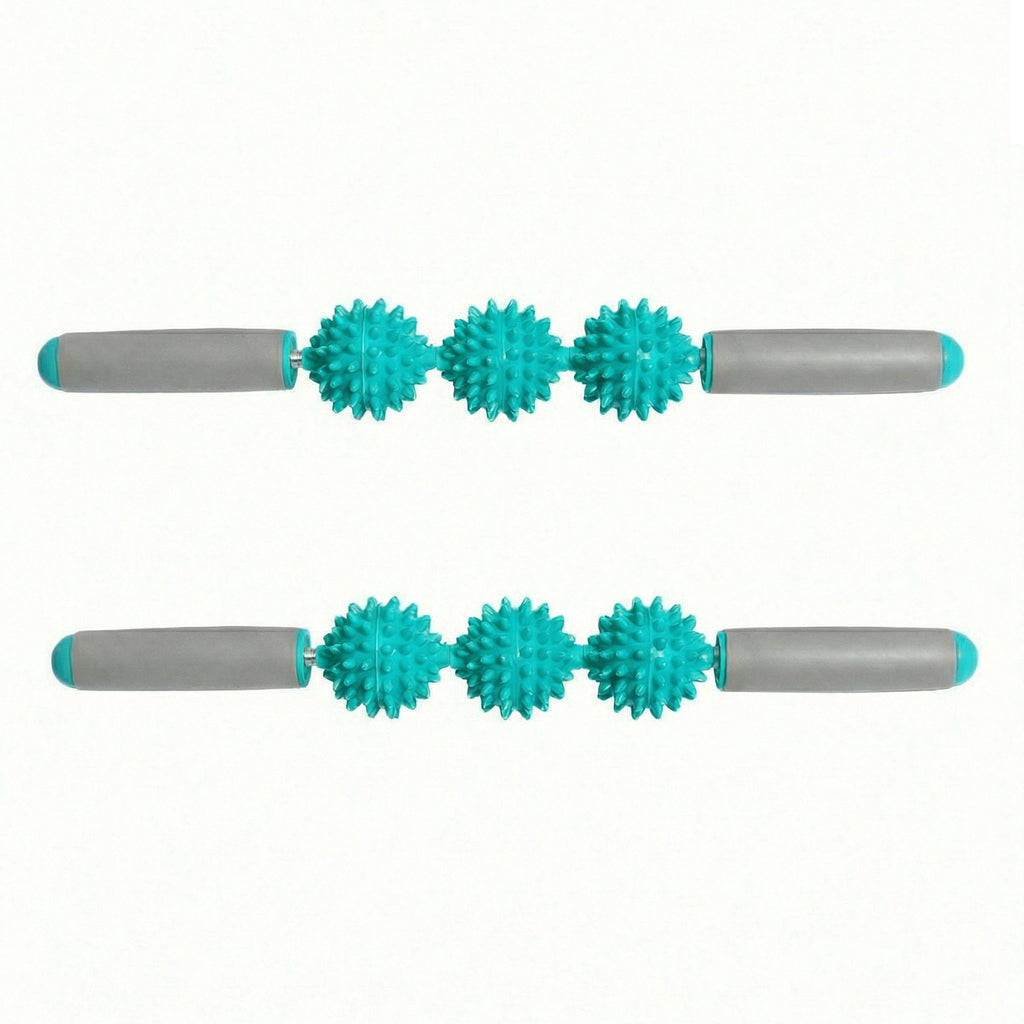 Anna-Kaci 2-PC Handheld Massage Roller with Textured Therapy Balls for Deep Tissue Relief